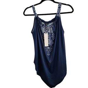 Lily by Firmiana Handkerchief Hem Patterned Tank Top Size Large